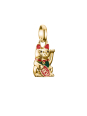 Charm Pendant Colourful Waving Cat Connect Gold-Plated
