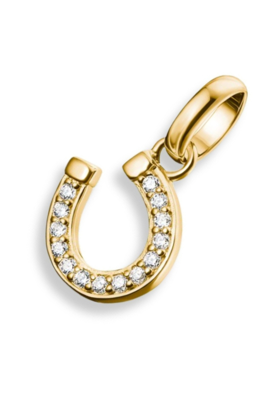 Pendentif Charm Fer À Cheval Avec Pierres Connect Doré À L’or Fin