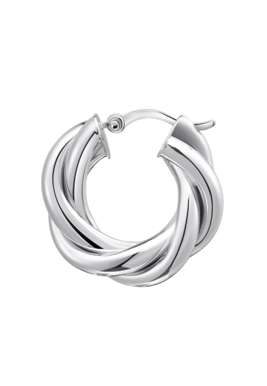 Boucles d'oreilles créoles en argent au design entrelacé