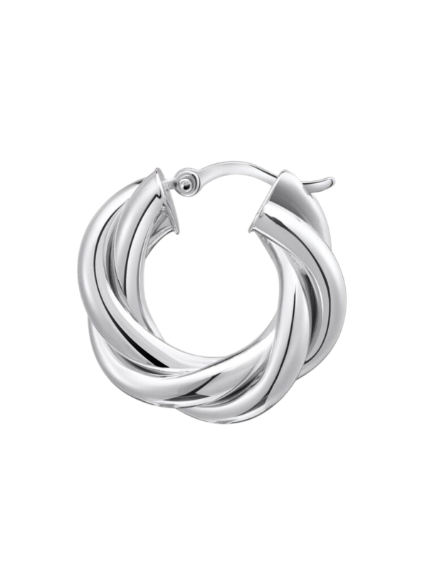 Silver Hoop Earrings in Intertwined Design