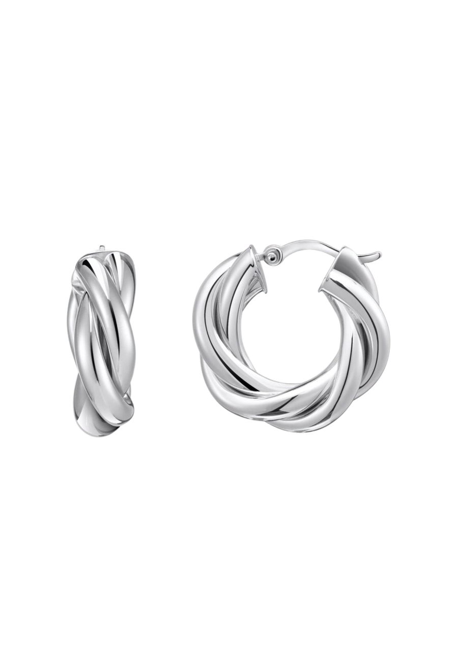 Boucles d'oreilles créoles en argent au design entrelacé
