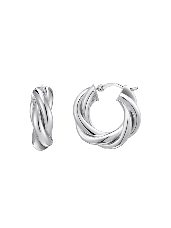 Silver Hoop Earrings in Intertwined Design