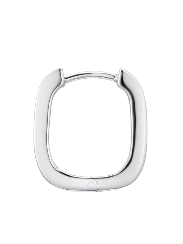 Silver Hoop Earrings in Angular Shape