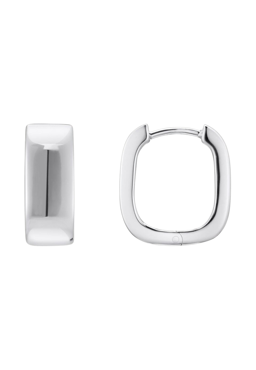 Pendientes de aro de plata con diseño angular
