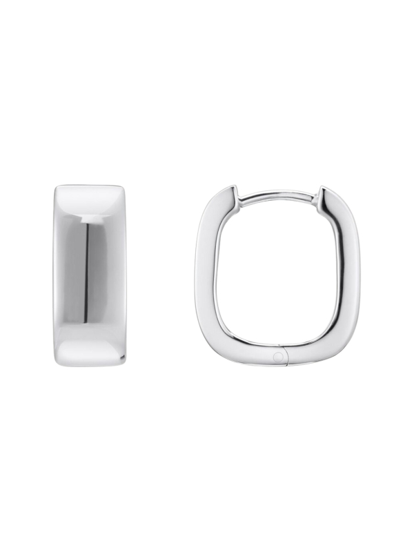 Silver Hoop Earrings in Angular Shape