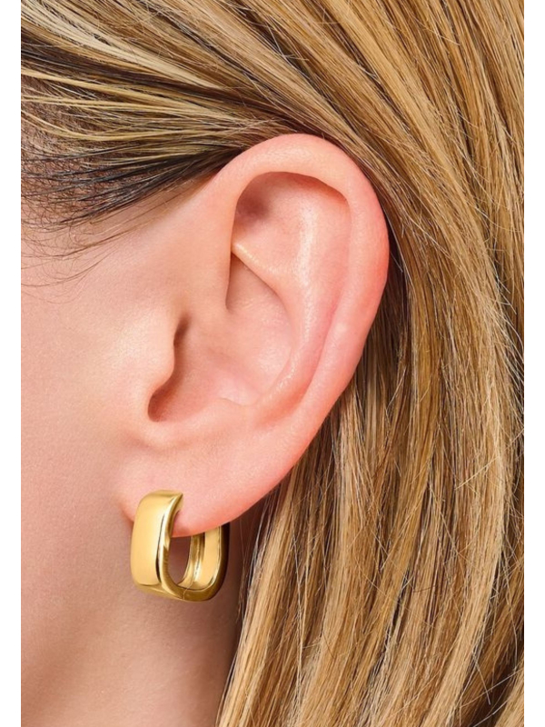 Gold-plated hoop earrings in angular shape