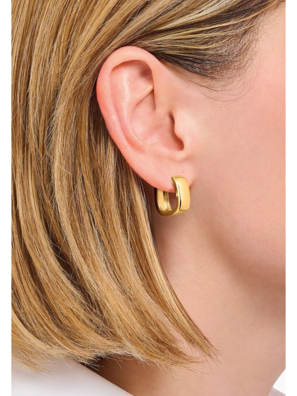 Boucles d'oreilles créoles plaquées or de forme angulaire