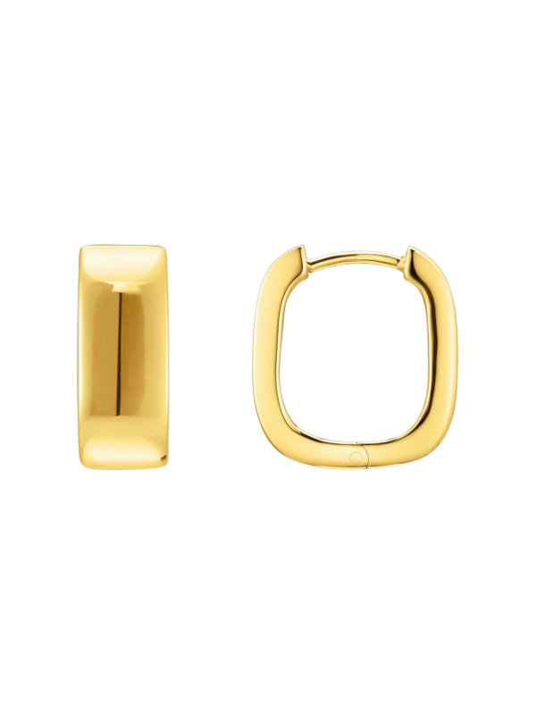 Gold-plated hoop earrings in angular shape