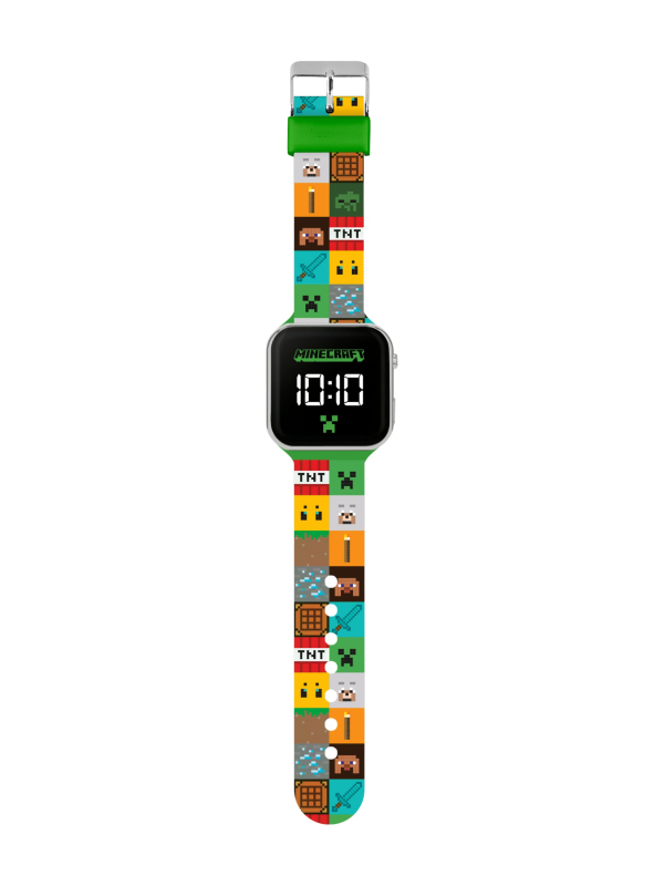 Reloj digital LED para niños Minecraft con correa de silicona multicolor