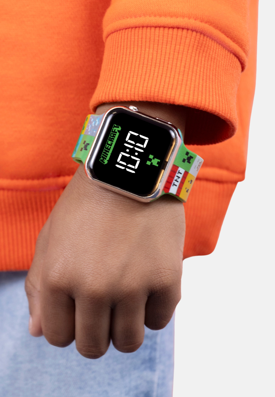 Minecraft Kinder-LED-Digitaluhr mit bunter Silikonarmband
