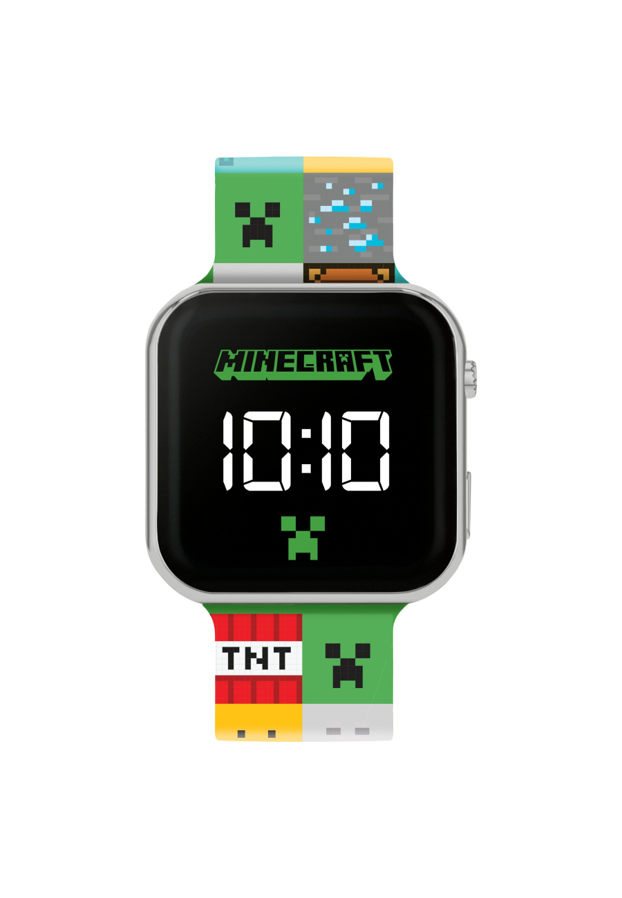Montre numérique LED Minecraft pour enfants avec bracelet en silicone multicolore