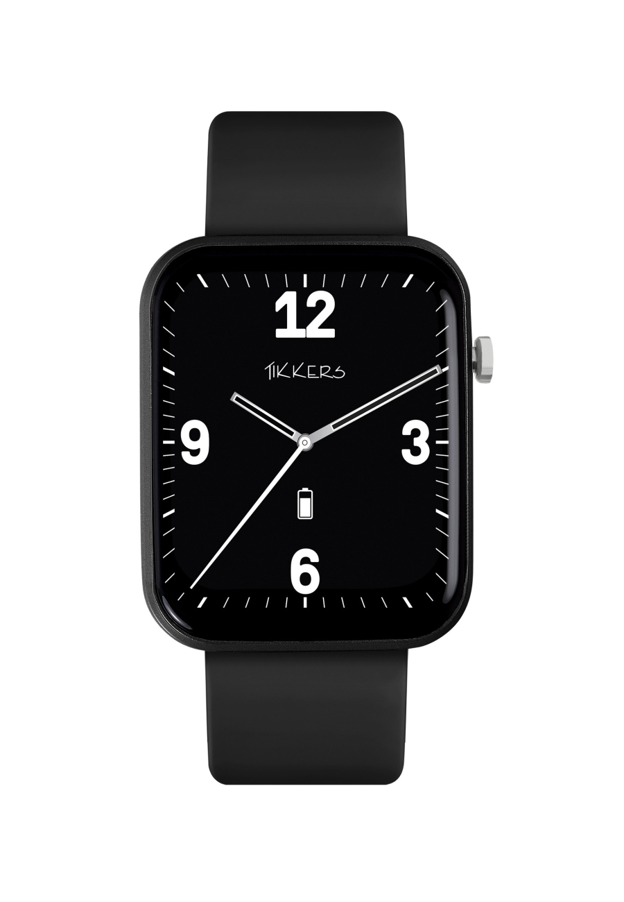 Tikkers Smart Series 13 - Black - Pink Silicone Strap Smart Watch & Earbuds Set