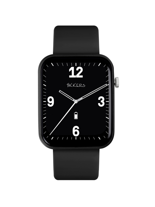 Tikkers Smart Series 13 - Black - Pink Silicone Strap Smart Watch & Earbuds Set