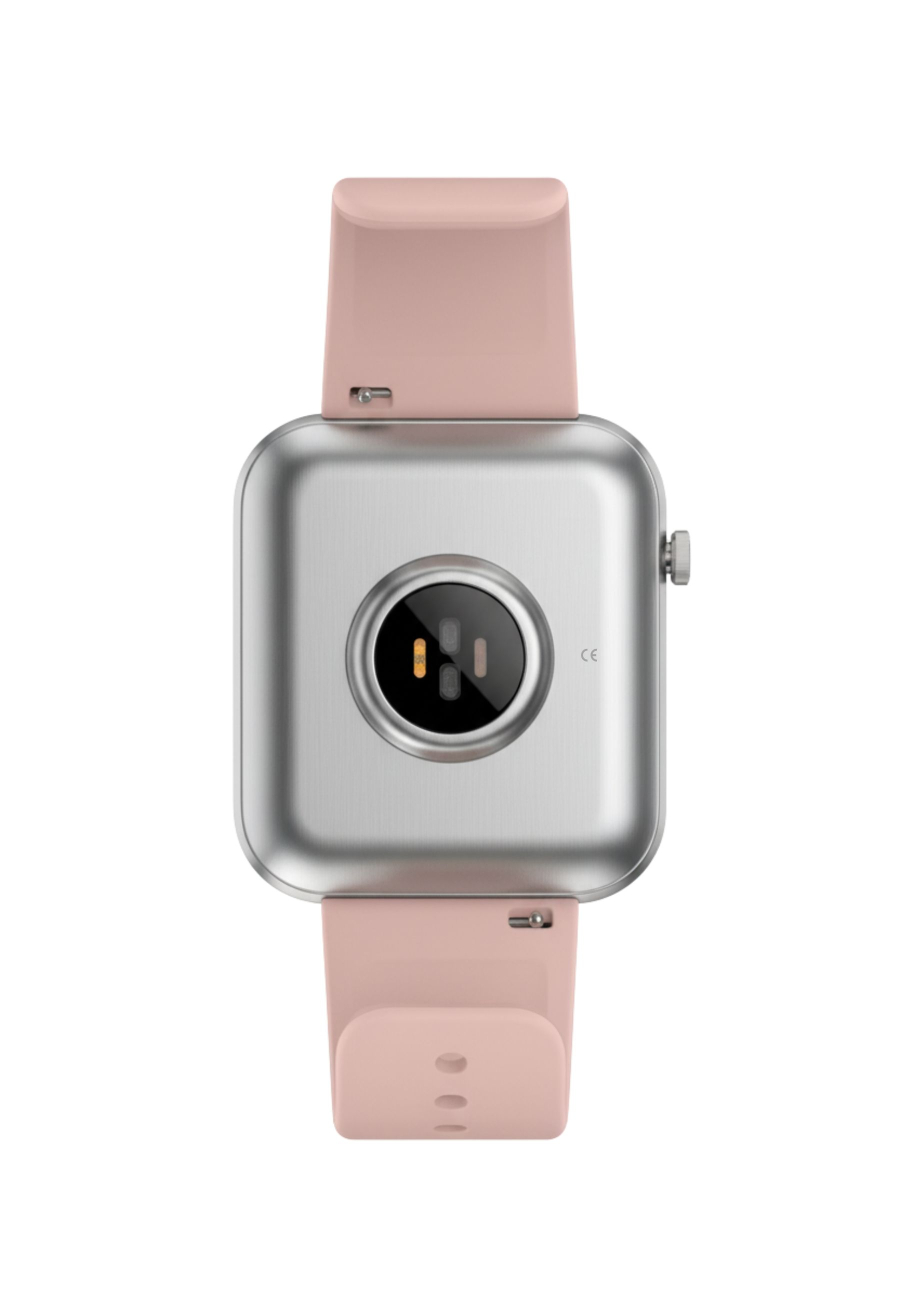 Tikkers Smart Series 13 Smartwatch & Ohrhörer Set (Schwarz/Rosa Silikonarmband)