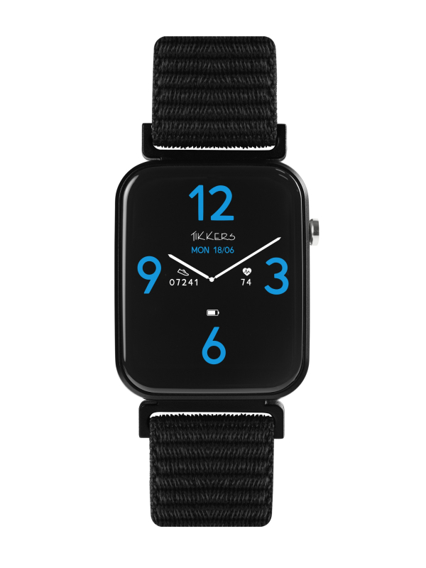 Ensemble Montre Connectée et Casque Audio Tikkers Smart Series 13 (Noir/Rose - Bracelet en Tissu à Libération Facile)