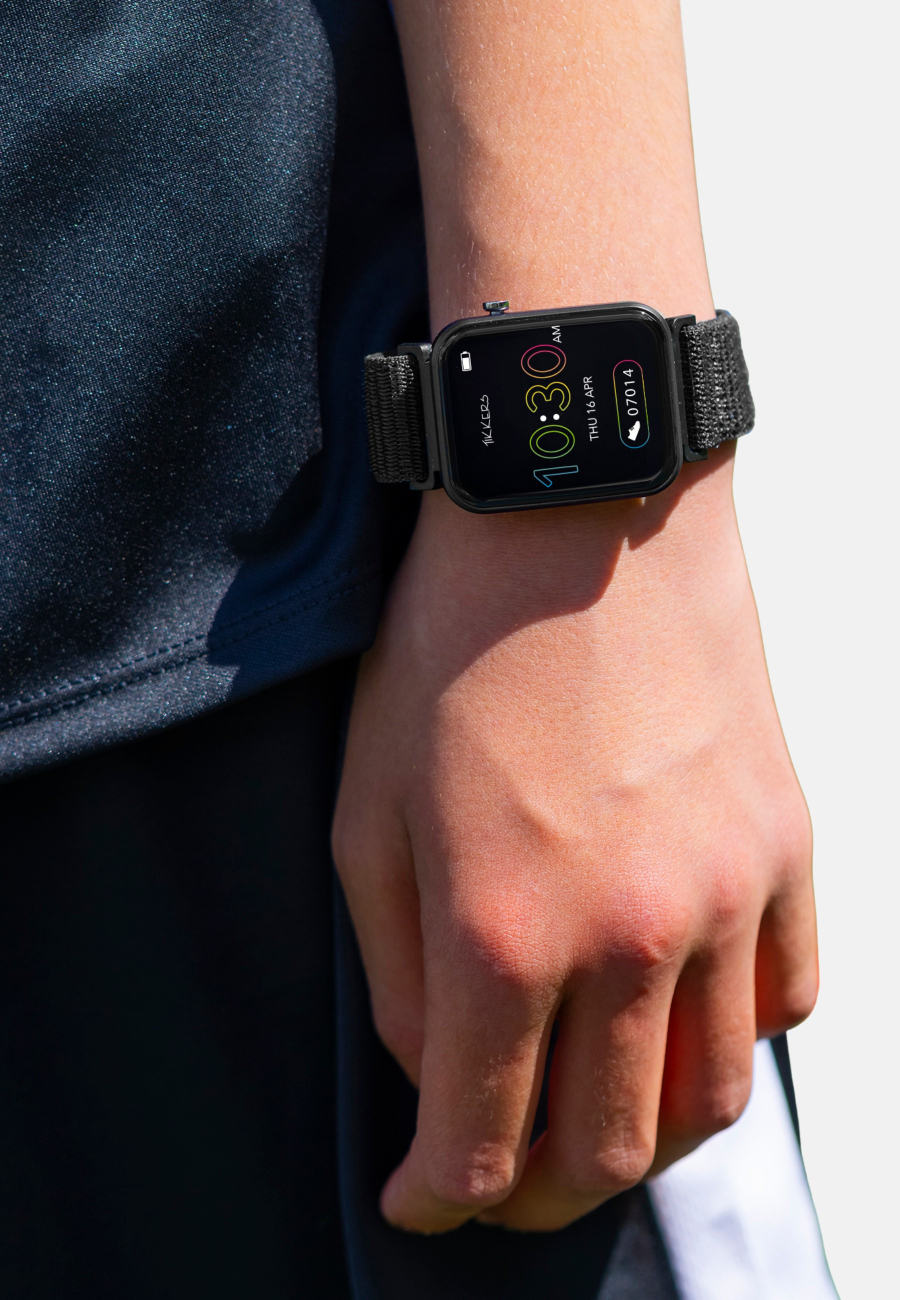 Ensemble Montre Connectée et Casque Audio Tikkers Smart Series 13 (Noir/Rose - Bracelet en Tissu à Libération Facile)