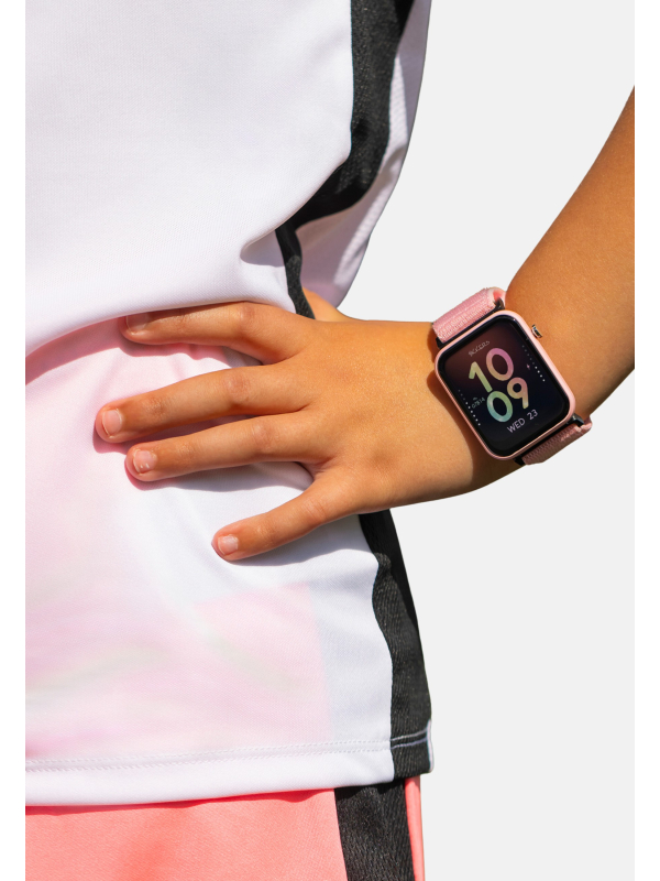 Tikkers Smart Series 13 - Black - Pink - Easy Release Fabric Strap Smart Watch & Headphone Set