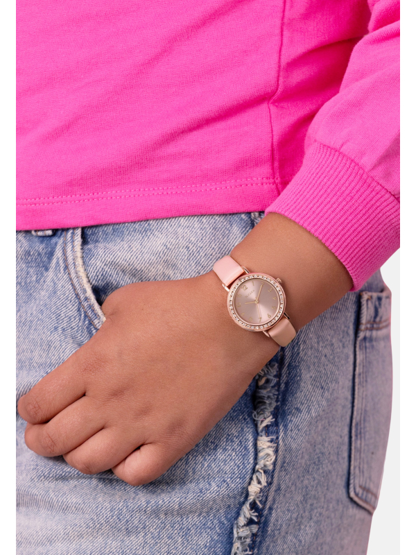 Tikkers Stone Set Watch with Pink Strap