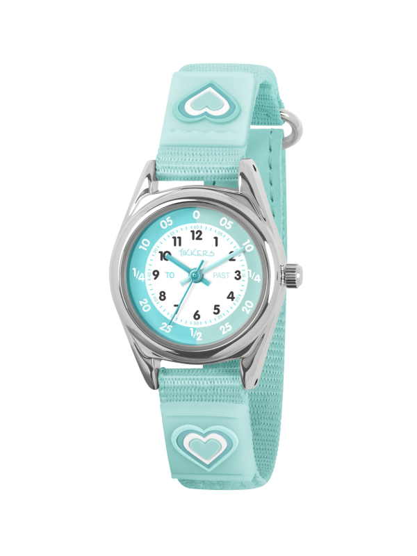 Tikkers Watch with Aqua Heart Strap