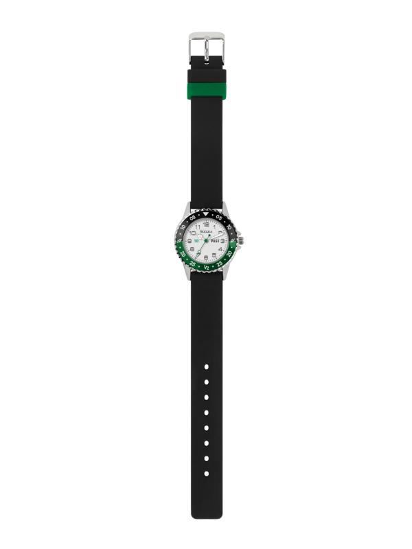 Tikkers Boys Black Silicone Strap Time Teacher Watch