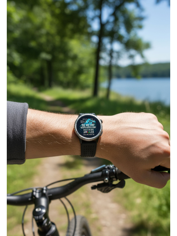 SEA VENTURE 400 R 50m Schwimmfeste AMOLED GPS Smartwatch mit Schwarzem Armband