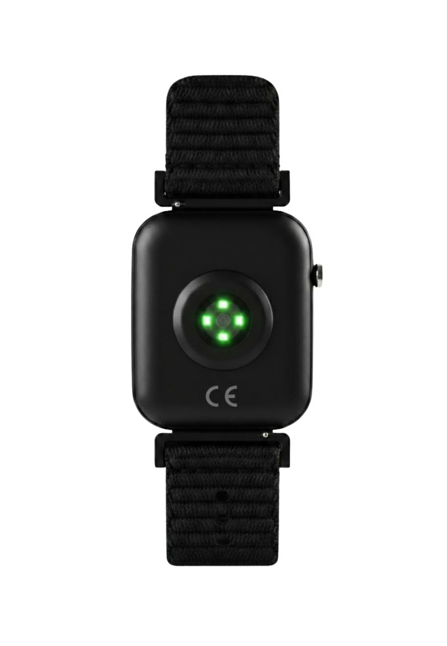 Set de Smartwatch y Auriculares Tikkers Smart Series 13 (Negro/Rosa - Correa de Tela de Liberación Fácil)