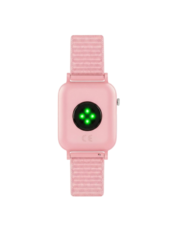 Tikkers Smart Series 13 Smartwatch & Kopfhörer Set (Schwarz/Rosa - Stoffarmband mit Schnellverschluss)