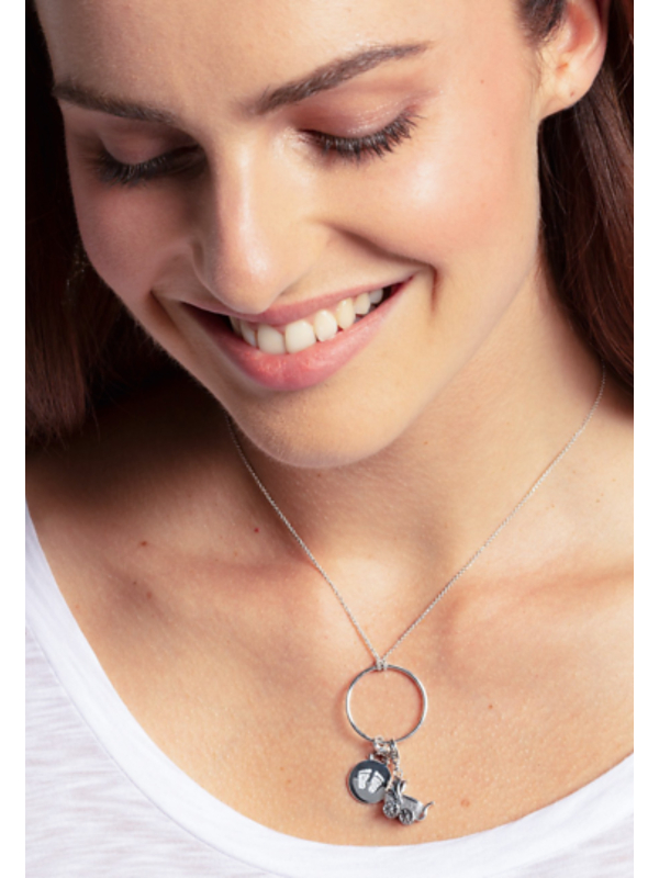 Disc Baby Footprint Charm Pendant