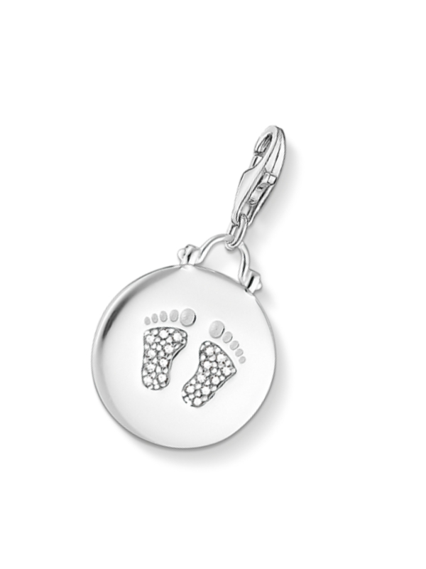 Disc Baby Footprint Charm Pendant