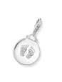 Disc Baby Footprint Charm Pendant