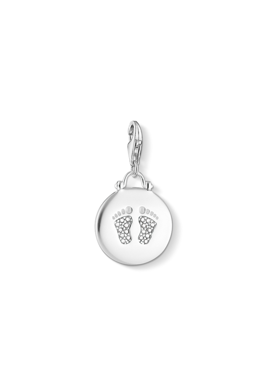 Disc Baby Footprint Charm Pendant