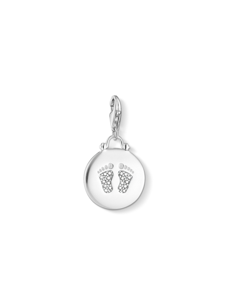 Disc Baby Footprint Charm Pendant