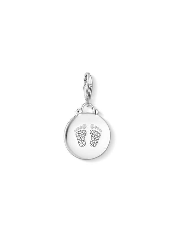 Disc Baby Footprint Charm Pendant
