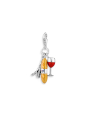 Silver Charm Pendant: Red Wine Glass, Eiffel Tower & Baguette