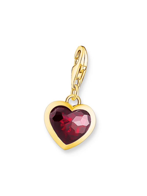Colgante Charm de Corazón Rojo Bañado en Oro