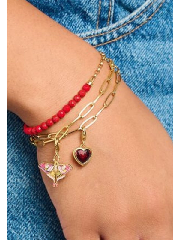 Colgante Charm de Corazón Rojo Bañado en Oro