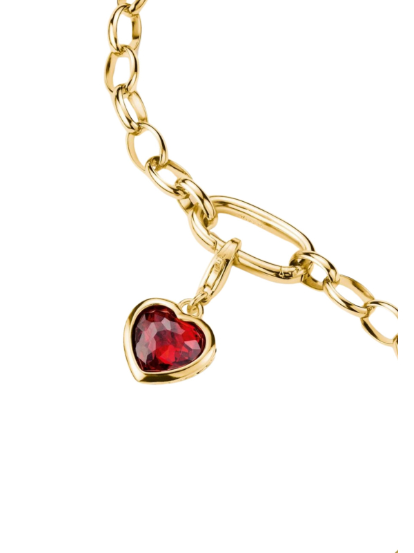 Colgante Charm de Corazón Rojo Bañado en Oro