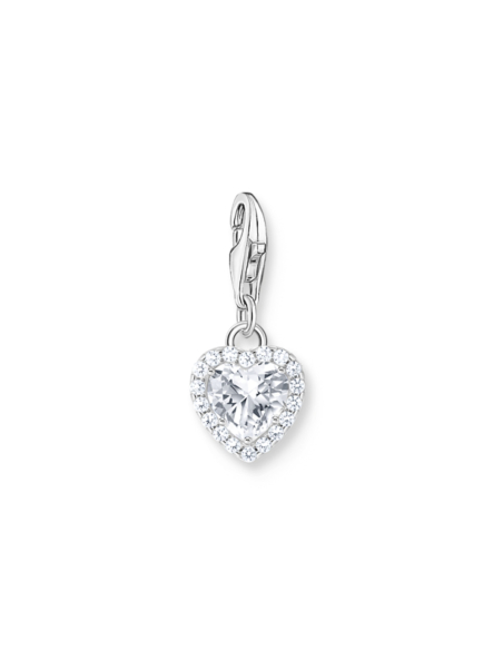 Silver White Heart Charm Pendant