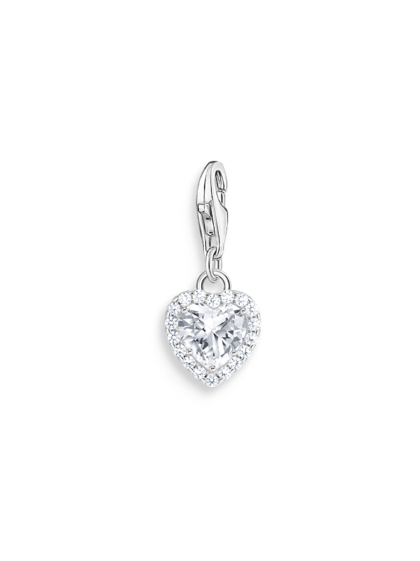 Colgante Charm de Corazón Blanco de Plata