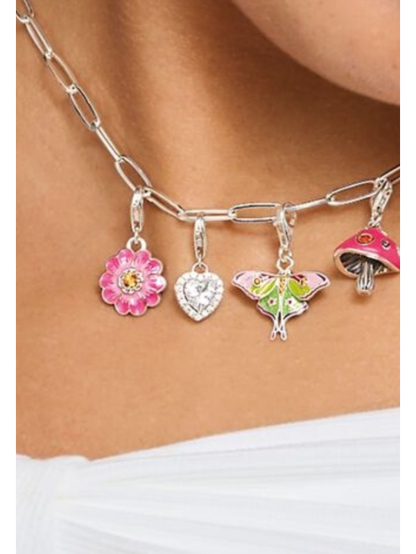 Silver White Heart Charm Pendant