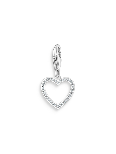 Colgante Charm de Corazón de Plata con Piedras Blancas