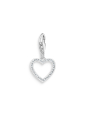 Silver Heart Charm Pendant with White Stones