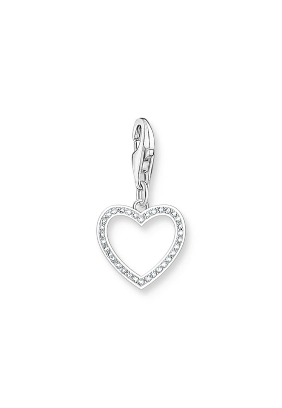 Colgante Charm de Corazón de Plata con Piedras Blancas