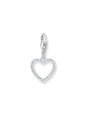 Silver Heart Charm Pendant with White Stones