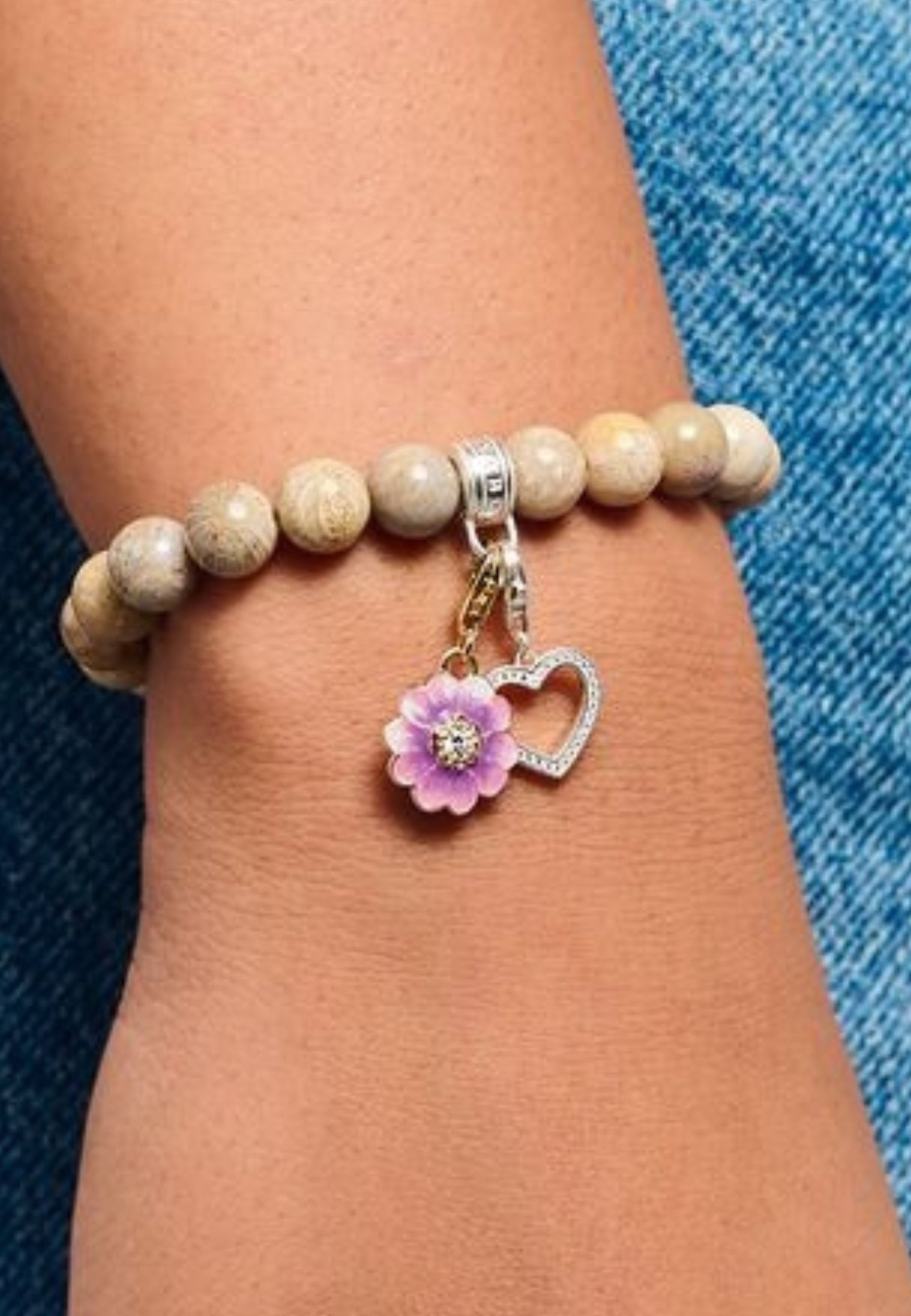 Colgante Charm de Corazón de Plata con Piedras Blancas