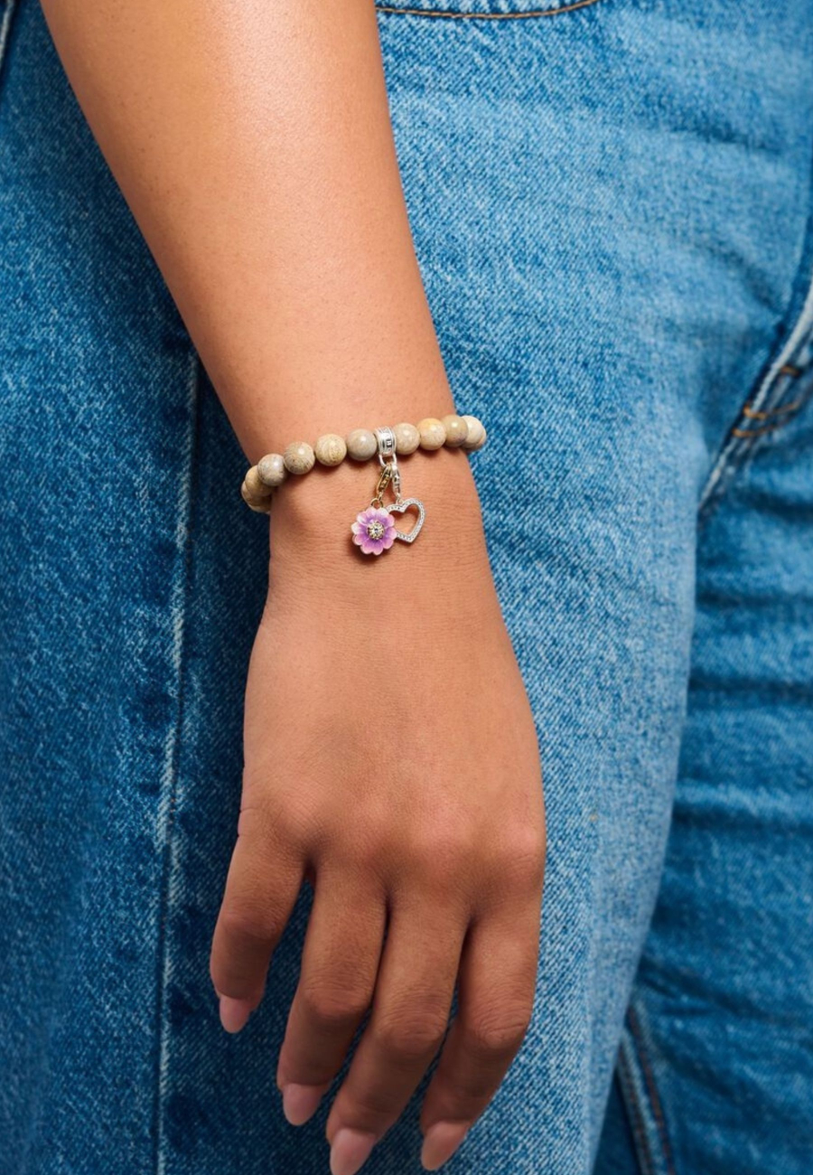 Colgante Charm de Corazón de Plata con Piedras Blancas