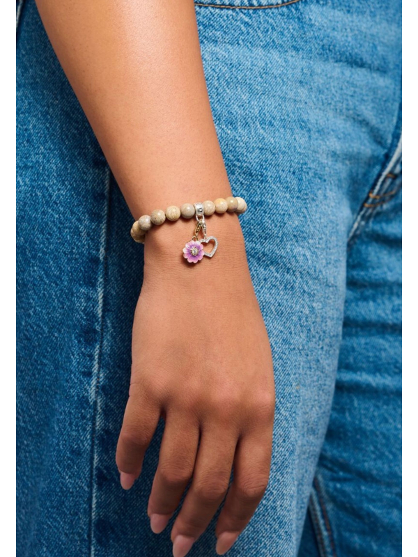 Colgante Charm de Corazón de Plata con Piedras Blancas