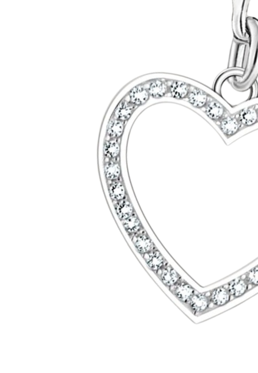 Pendentif Charme Cœur en Argent avec Pierres Blanches