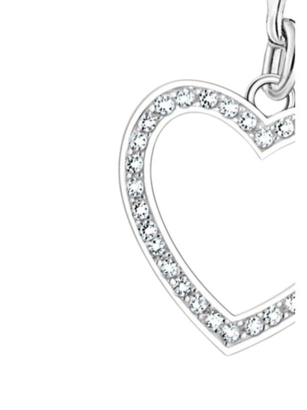Pendentif Charme Cœur en Argent avec Pierres Blanches