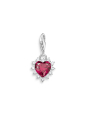 Colgante Charm de Corazón de Plata con Piedra Roja
